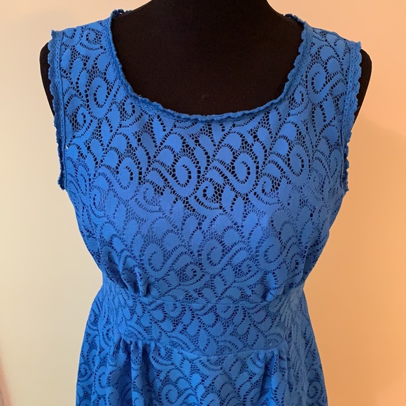EUC Dress Barn Lace Overlay Sleeveless Royal Blue Dress - Picture 2 of 9